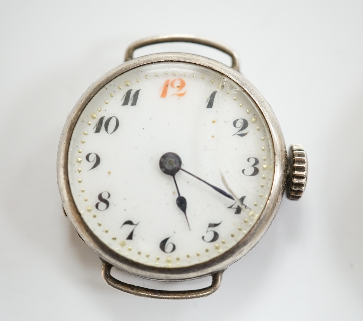 A gentleman's steel and gold plated Omega manual wind wrist watch, no strap, case diameter 35mm, together with a lady's silver wrist watch and a pocket watch. Condition - varies